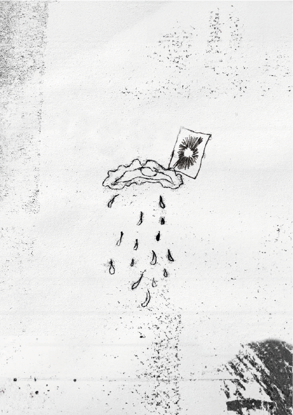 fond d'écran format mobile d'un oeil dans un style dessin noir sur fond blanc avec des effets de texture d'impureté et de dessin noir